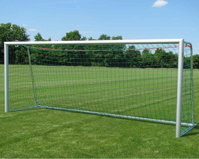 Jugendfußballtor Aluminium 5 x 2 m  vollverschweißt Bodenrahmen 75 x 40 mm Netztiefe 80/100 cm