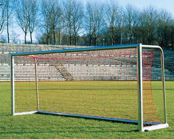 Jugendfußballtor Aluminium 5 x 2 m  vollverschweißt Bodenrahmen 120 x 100 mm Netztiefe 80/150 cm
